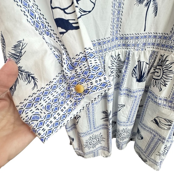 Calypso St Barth Beach Dress XS Coastal Nautical Seashells Palm Trees Resort NWT Calypso St Barth Beach Dress XS Coastal Nautical Seashells Palm Trees Resort NWT